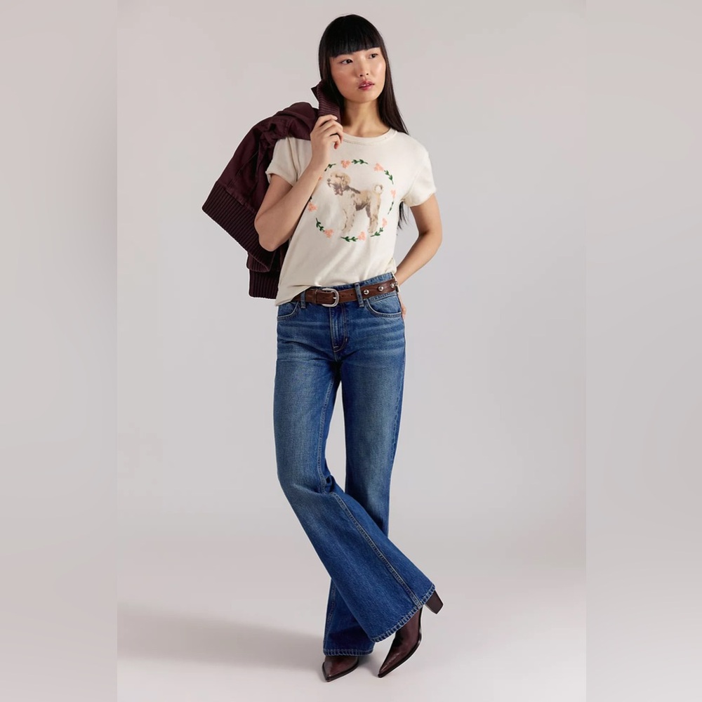 Free People We The Free Fur Friend Tee Cream Doodle Dog Graphic T-Shirt Size S - Picture 3 of 7